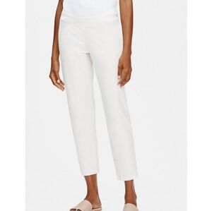 Eileen Fisher Stretch-Crepe Slim Ankle White Pants - XL